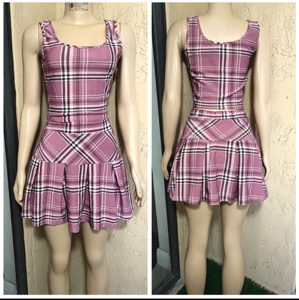Barbie pink plaid Tennis skirt set